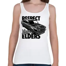 PRINTFASHION BMW E30 RESPECT YOUR ELDERS - Női atléta - Fehér női trikó