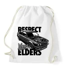 PRINTFASHION BMW E30 RESPECT YOUR ELDERS - Sportzsák, Tornazsák - Fehér tornazsák