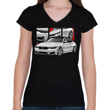 PRINTFASHION BMW illusztráció - Női V-nyakú póló - Fekete női póló