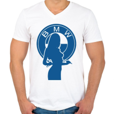 PRINTFASHION BMW LOGO GIRL - Férfi V-nyakú póló - Fehér férfi póló