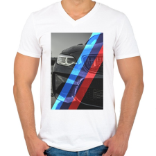 PRINTFASHION BMW M - Férfi V-nyakú póló - Fehér férfi póló