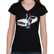 PRINTFASHION BMW M - Női V-nyakú póló - Fekete női póló