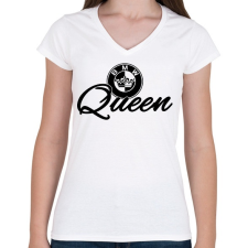 PRINTFASHION BMW QUEEN - Női V-nyakú póló - Fehér női póló