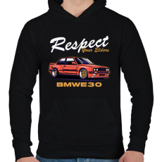 PRINTFASHION BMW tiszteld az idősebbet - Férfi kapucnis pulóver - Fekete