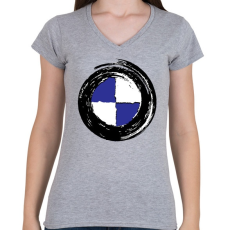 PRINTFASHION BMW tornádó - Női V-nyakú póló - Sport szürke