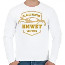 PRINTFASHION BMWés sofőr - Férfi pulóver - Fehér férfi pulóver, kardigán