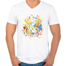 PRINTFASHION BMX - Férfi V-nyakú póló - Fehér férfi póló