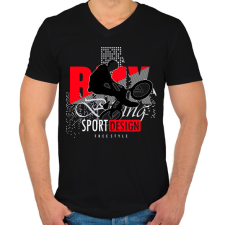 PRINTFASHION Bmx - Férfi V-nyakú póló - Fekete férfi póló