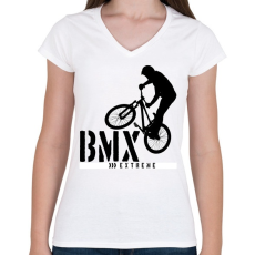 PRINTFASHION Bmx - Női V-nyakú póló - Fehér