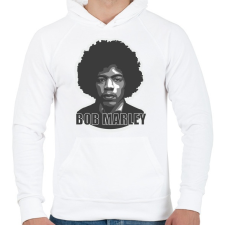 PRINTFASHION Bob Hendrix - Férfi kapucnis pulóver - Fehér férfi pulóver, kardigán