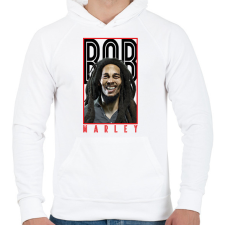 PRINTFASHION Bob Marley - Férfi kapucnis pulóver - Fehér férfi pulóver, kardigán