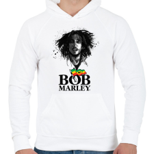 PRINTFASHION bob marley - Férfi kapucnis pulóver - Fehér férfi pulóver, kardigán