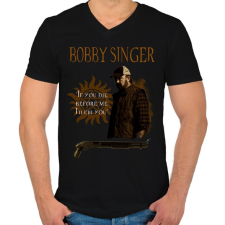 PRINTFASHION bobby singer - Férfi V-nyakú póló - Fekete férfi póló