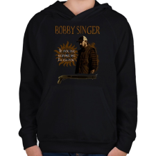 PRINTFASHION bobby singer - Gyerek kapucnis pulóver - Fekete gyerek pulóver, kardigán