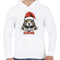 PRINTFASHION Bober Kurva - Férfi kapucnis pulóver - Fehér