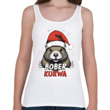 PRINTFASHION Bober Kurva - Női atléta - Fehér női trikó