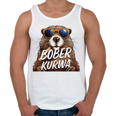 PRINTFASHION Bober Kurwa - Férfi atléta - Fehér