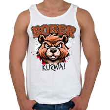 PRINTFASHION Bober kurwa - Férfi atléta - Fehér atléta, trikó