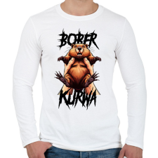 PRINTFASHION Bober Kurwa - Férfi hosszú ujjú póló - Fehér férfi póló