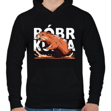 PRINTFASHION Bober Kurwa - Férfi kapucnis pulóver - Fekete férfi pulóver, kardigán