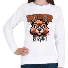 PRINTFASHION Bober kurwa - Női pulóver - Fehér női pulóver, kardigán