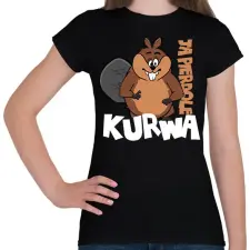PRINTFASHION Bober Kurwa - White - Női póló - Fekete női póló