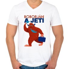 PRINTFASHION Boborján a jeti - Férfi V-nyakú póló - Fehér