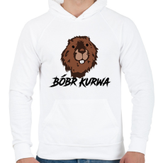 PRINTFASHION Bóbr kurwa - Férfi kapucnis pulóver - Fehér