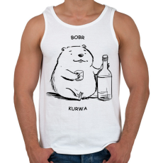 PRINTFASHION Bobr - vonalas - Férfi atléta - Fehér