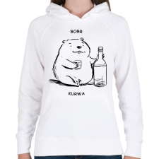 PRINTFASHION Bobr - vonalas - Női kapucnis pulóver - Fehér női pulóver, kardigán