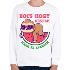 PRINTFASHION Bocs hogy késtem - Gyerek pulóver - Fehér