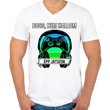 PRINTFASHION Bocs nem hallom, épp játszok - Férfi V-nyakú póló - Fehér férfi póló