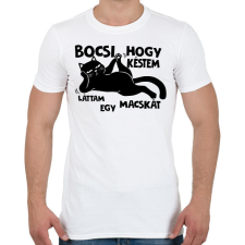 PRINTFASHION Bocsi hogy késtem láttam egy macskát - Férfi póló - Fehér férfi póló