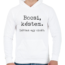 PRINTFASHION Bocsi, késtem - Férfi kapucnis pulóver - Fehér férfi pulóver, kardigán