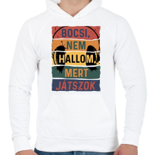PRINTFASHION Bocsi, nem hallom, mert játszok - Férfi kapucnis pulóver - Fehér női pulóver, kardigán