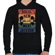 PRINTFASHION Bocsi, nem hallom, mert játszok - Férfi kapucnis pulóver - Fekete női pulóver, kardigán
