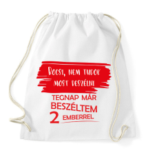 PRINTFASHION Bocsi, nem tudok most beszélni - Sportzsák, Tornazsák - Fehér tornazsák