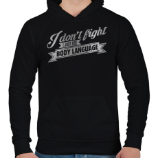 PRINTFASHION Body language - Férfi kapucnis pulóver - Fekete