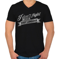 PRINTFASHION Body language - Férfi V-nyakú póló - Fekete férfi póló