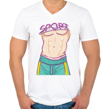 PRINTFASHION Body test - Férfi V-nyakú póló - Fehér férfi póló