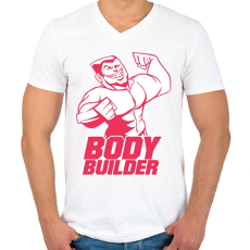 PRINTFASHION BodyBuilder - Férfi V-nyakú póló - Fehér