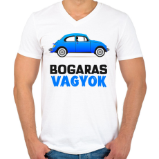 PRINTFASHION BOGARAS VAGYOK - Férfi V-nyakú póló - Fehér