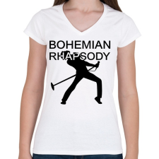 PRINTFASHION Bohemian Rhapsody - Női V-nyakú póló - Fehér női póló
