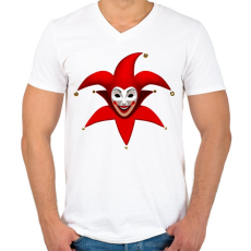 PRINTFASHION Bohócos póló - Férfi V-nyakú póló - Fehér