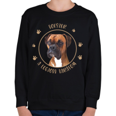 PRINTFASHION Bokszer - Legjobb barát - Gyerek pulóver - Fekete