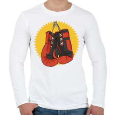 PRINTFASHION Bokszkesztyűk - Férfi hosszú ujjú póló - Fehér férfi póló