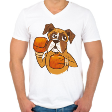 PRINTFASHION Bokszoló boxer - Férfi V-nyakú póló - Fehér férfi póló