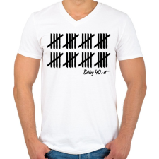 PRINTFASHION Boldog 40 Srtigula - Férfi V-nyakú póló - Fehér férfi póló