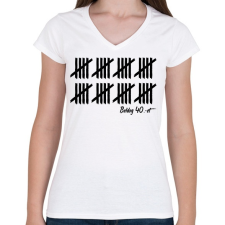 PRINTFASHION Boldog 40 Srtigula - Női V-nyakú póló - Fehér női póló