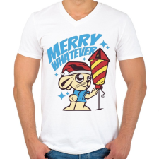 PRINTFASHION Boldog akármit - Férfi V-nyakú póló - Fehér férfi póló